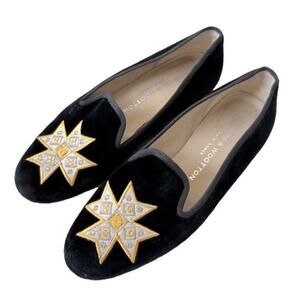 Stubbs & Wootton Embroidered Velvet Flats Size 6.5